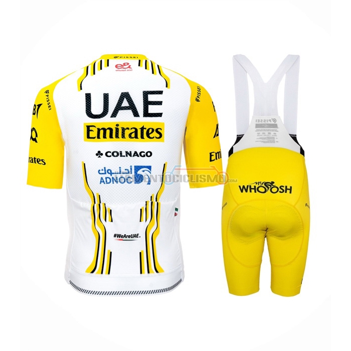 2024 Abbigliamento Ciclismo UAE Giallo Bianco Manica Corta e Salopette